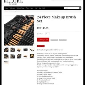 Ellore Femme Real Hair Makeup Brush Set 24 piece
